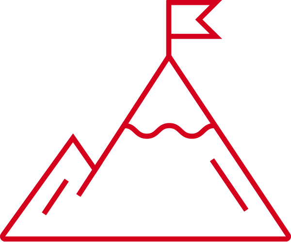 Red mountain with flag icon